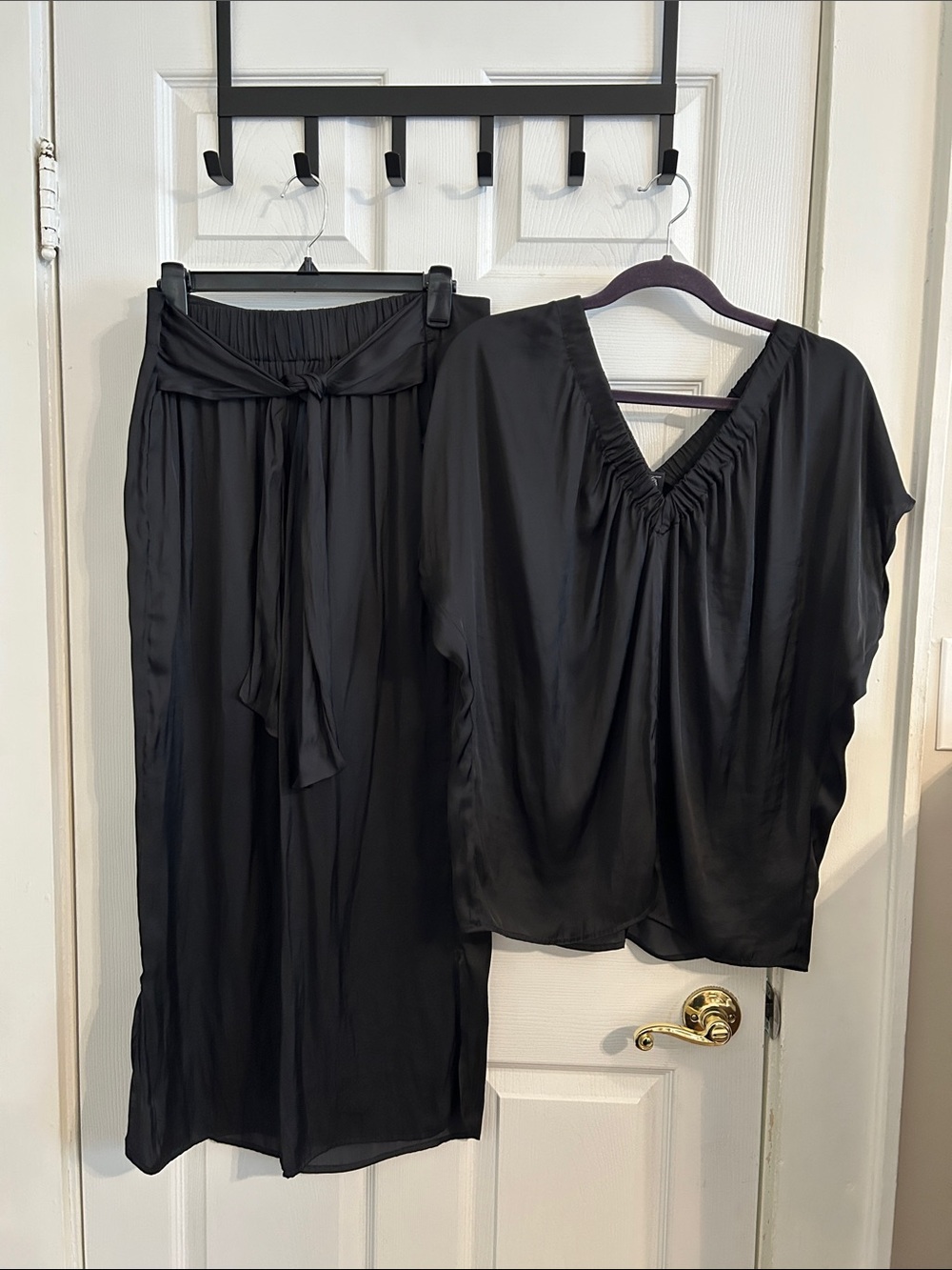 ZERO + MARIA CORNEJO Set Black Silky Top (6) and Pants (8)